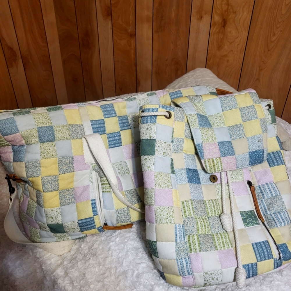 Quilted Weekender Bag with matching backpack